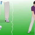 Håller en golfklubba
