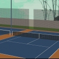 Spelar tennis