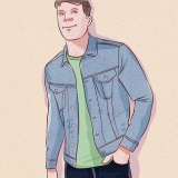 Iklädd jeansjacka