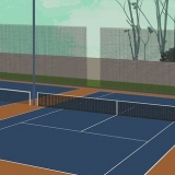 Spelar tennis