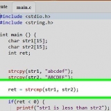 Jämför två strängar i programmeringsspråket c
