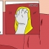 Reparerar en skinnsoffa